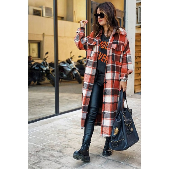(NWT) Plaid Flannel Shacket Jacket Maxi Length Women - Picture 5 of 5